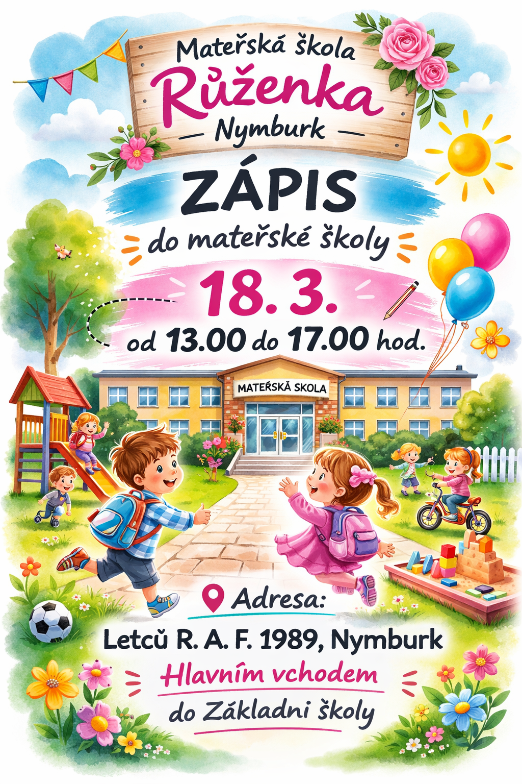 Zápis do MŠ Růženka pro školní rok 2026/2027